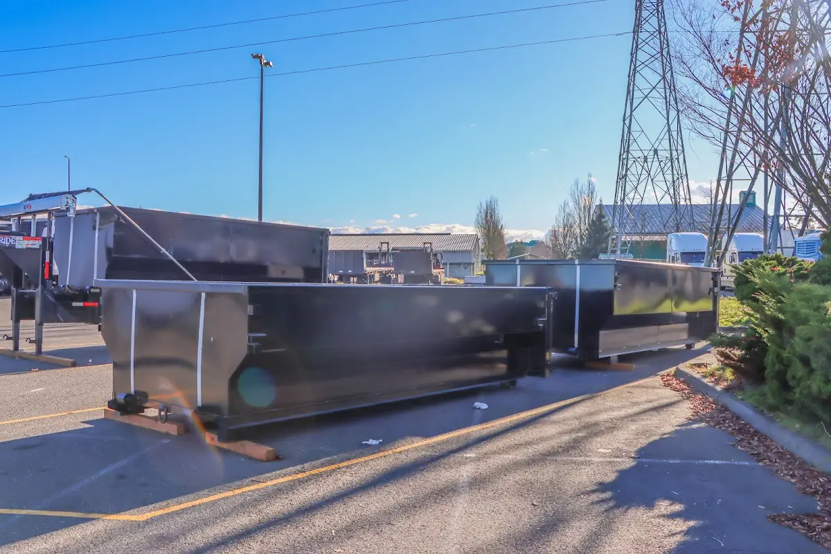 Roll-off dumpster ready for waste disposal at job site for 4 Yard Dumpster Rental in Tallmadge